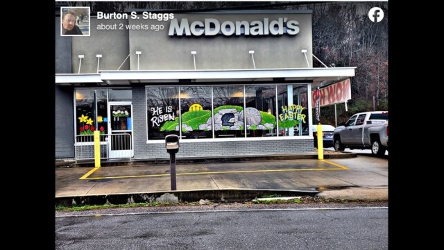 ASV Tenesī štatā uz McDonald's franšīžu logiem uzlīmēta Lieldienu simbolika