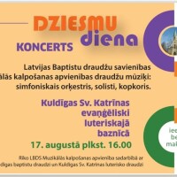 Šogad baptistu “Dziesmu diena” notiks Kuldīgā