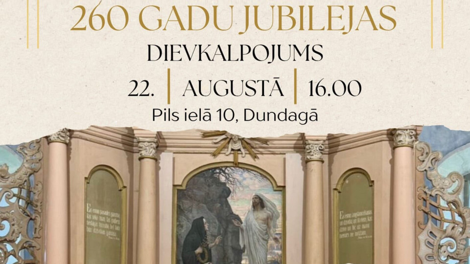 Dundagas draudzes dievnams svinēs 260 gadu jubileju