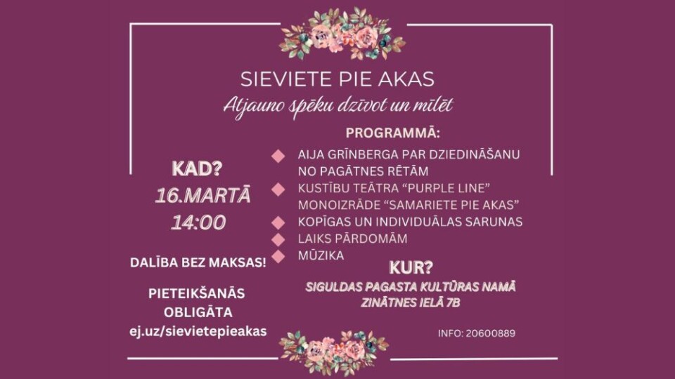 Siguldā aicina uz pasākumu sievietēm “Sieviete pie akas”