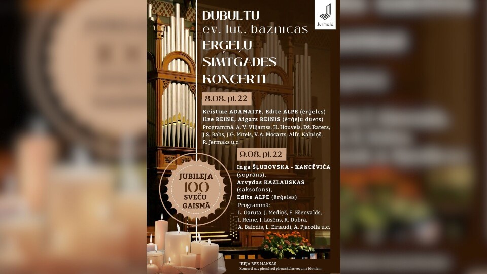 Ar diviem koncertiem sveču gaismā svinēs Dubultu ērģeļu simtgadi