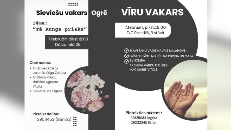 Vīru un sievu vakars Ogrē 7. februārī