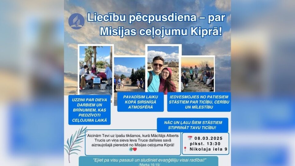 Ventspilī norisināsies Liecību pēcpusdiena par misijas ceļojumu Kiprā
