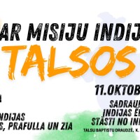 Talsos gaidāms sadraudzības un lūgšanu pasākums par misiju Indijā