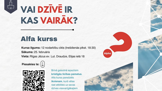 Rīgas Jēzus draudzē šonedēļ sāksies Alfa kurss