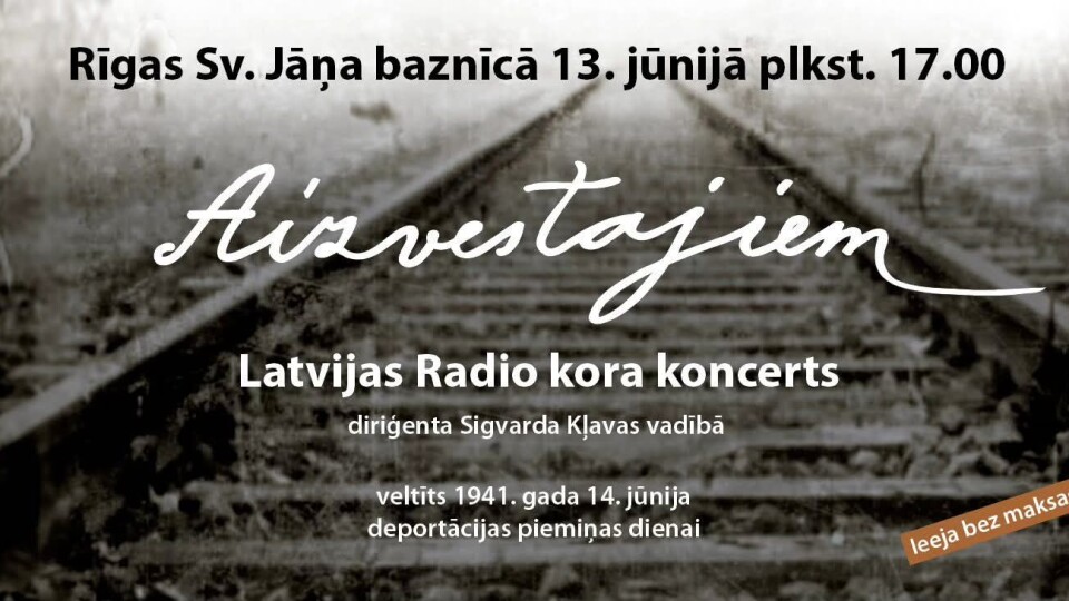 Rīgas Svētā Jāņa baznīcā notiks ikgadējais piemiņas koncerts „Aizvestajiem”