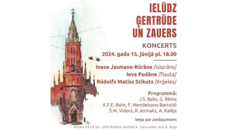 Ģertrūdes baznīcā notiks nākamais “Ielūdz Ģertrūde un Zauers” koncerts