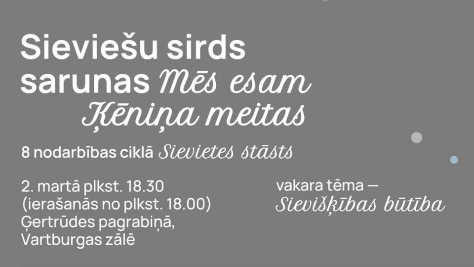 Ģertrūdes draudze aicina uz sieviešu sirds sarunu vakaru