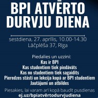 BPI atvērto durvju diena notiks 27. aprīlī