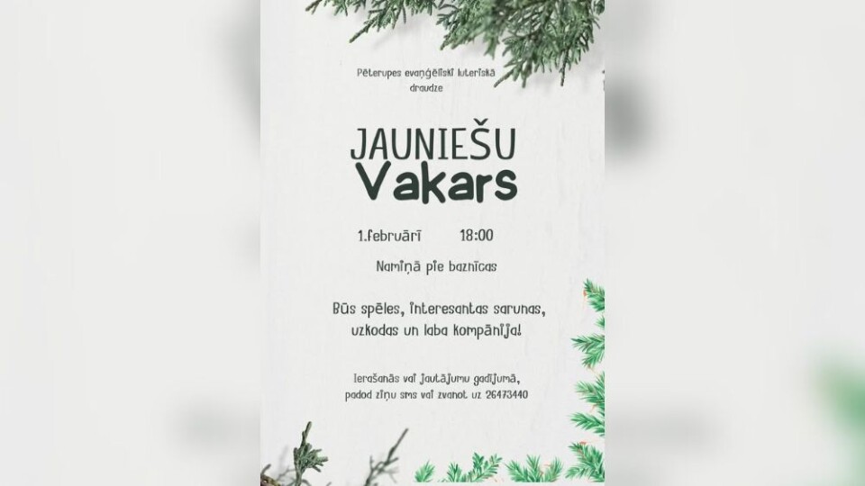 Jauniešu vakars LELB Pēterupes draudzē