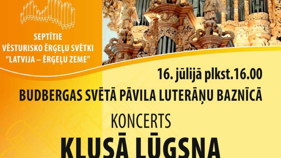 Budbergas Svētā Pāvila luterāņu baznīca aicina uz koncertu “Klusā lūgsna”